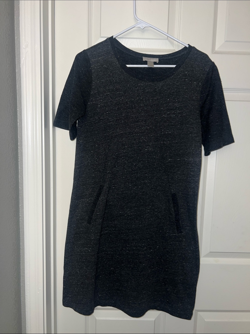 LOFT Dark Heather Gray Short Sleeve Tee Dress